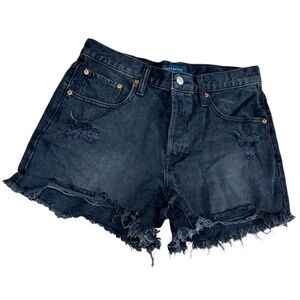 Aeropostale Black Distressed Denim Jean Shorts